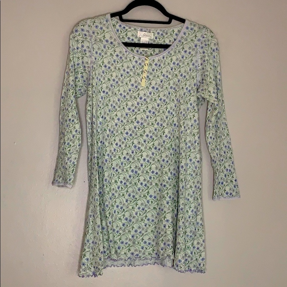 Vintage Aria micro Floral ribbed long sleeve top woman’s medium cottage core